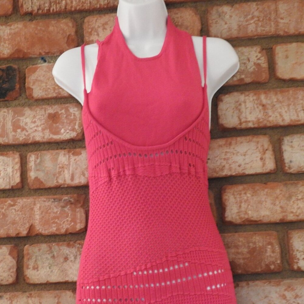 Esteban Cortazar Pink Crochet Bodycon Midi Dress S (US 4) - Picture 5 of 12